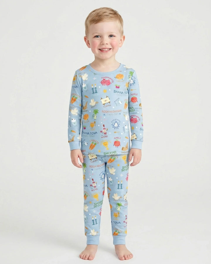 Family Rosh Hashanah Matching Bamboo Two Piece Long Sleeve Pajama Set