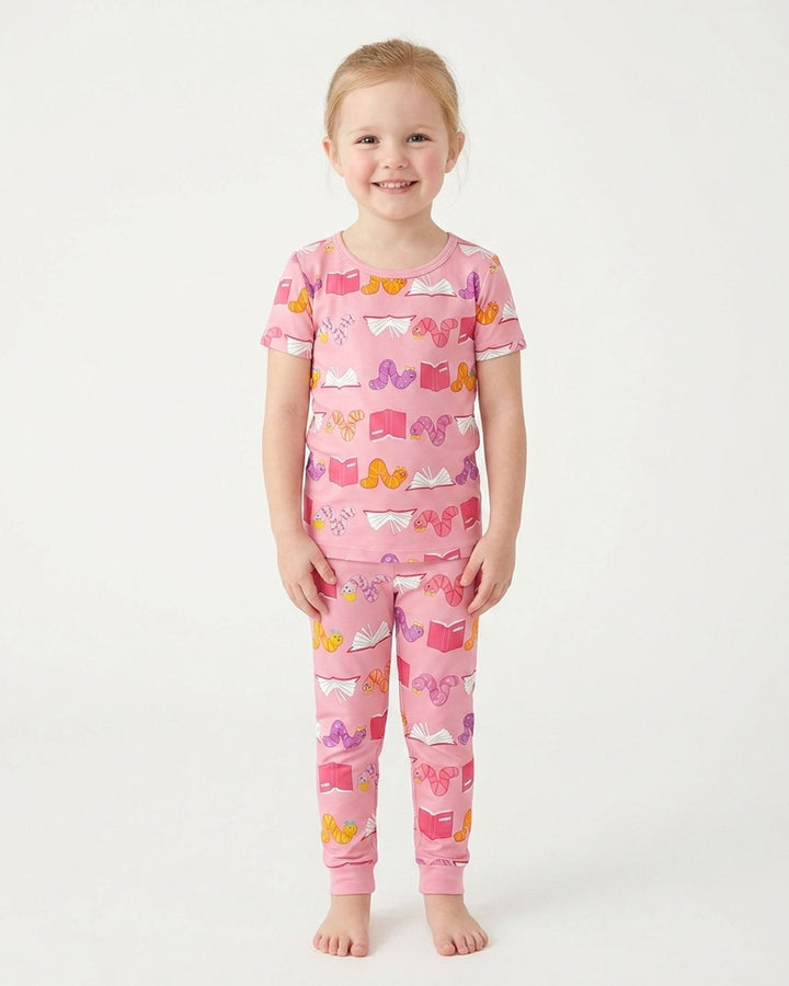 Bookworm Family Matching Bamboo Two Piece Short Sleeve Pajama Set