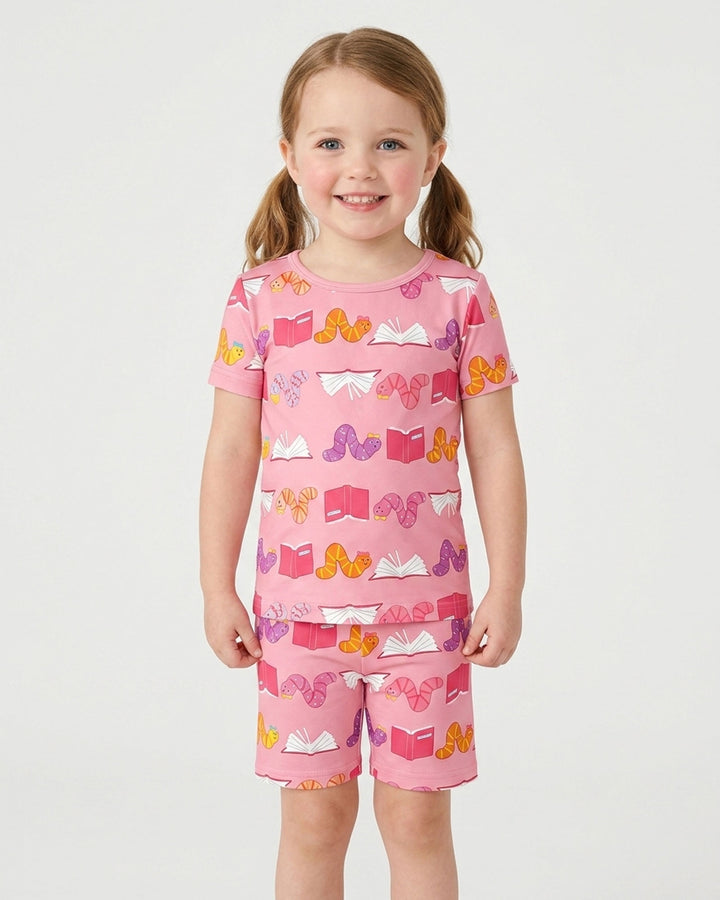 Bookworm Family Matching Bamboo Two Piece Short Sleeve Shorts Pajama Set