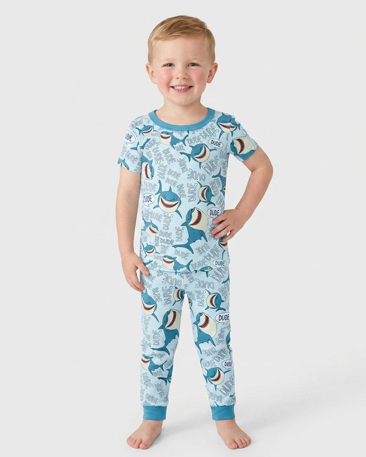 Dude Shark Bamboo Two Piece Short Sleeve Pajama Set