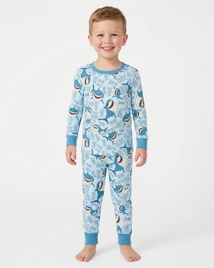 Dude Shark Bamboo Two Piece Long Sleeve Pajama Set