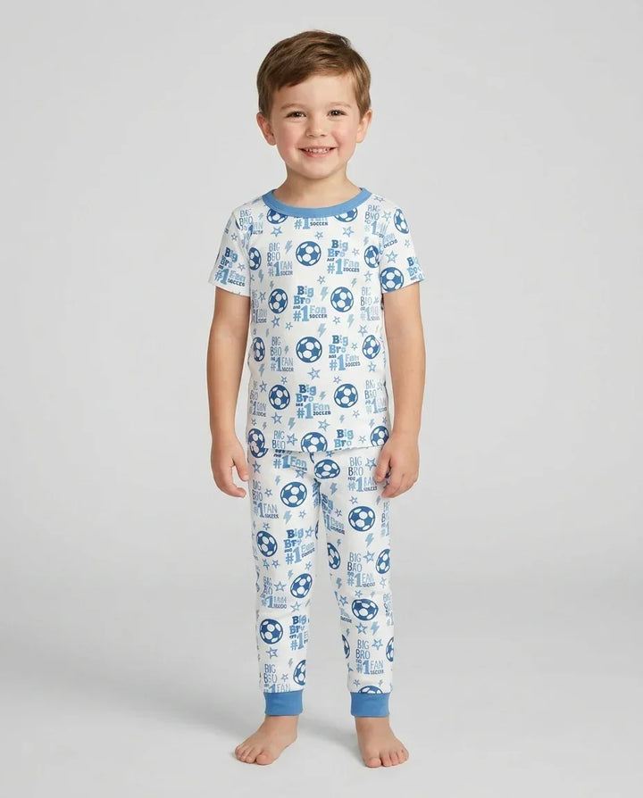 Little Sister and Bro #1 Fan Soccer Bamboo Two Piece Short Sleeve Pajama Set