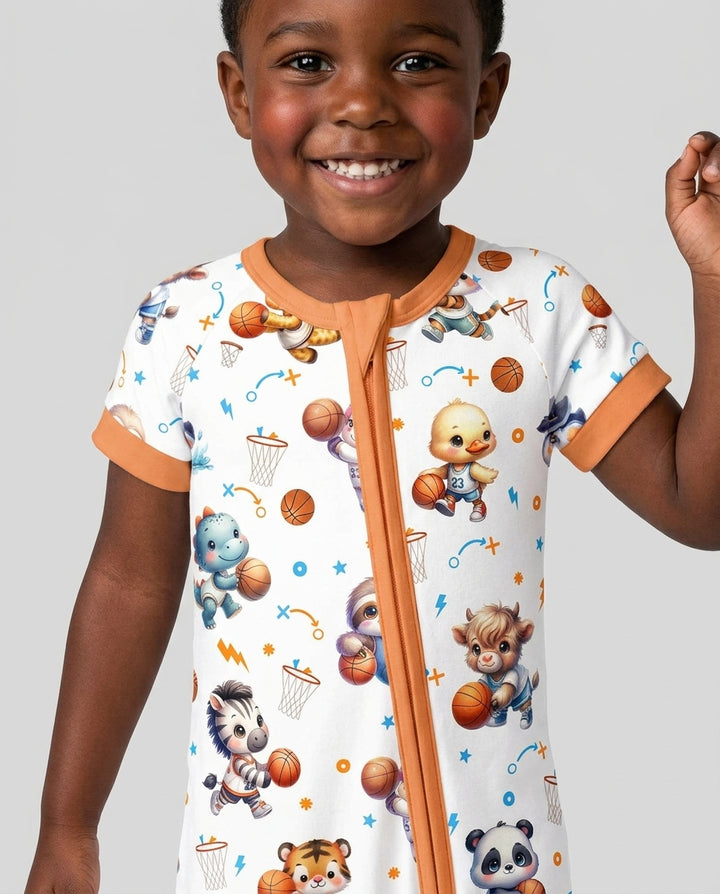Cartoon Basketball Animals Bamboo Shorty Zippy