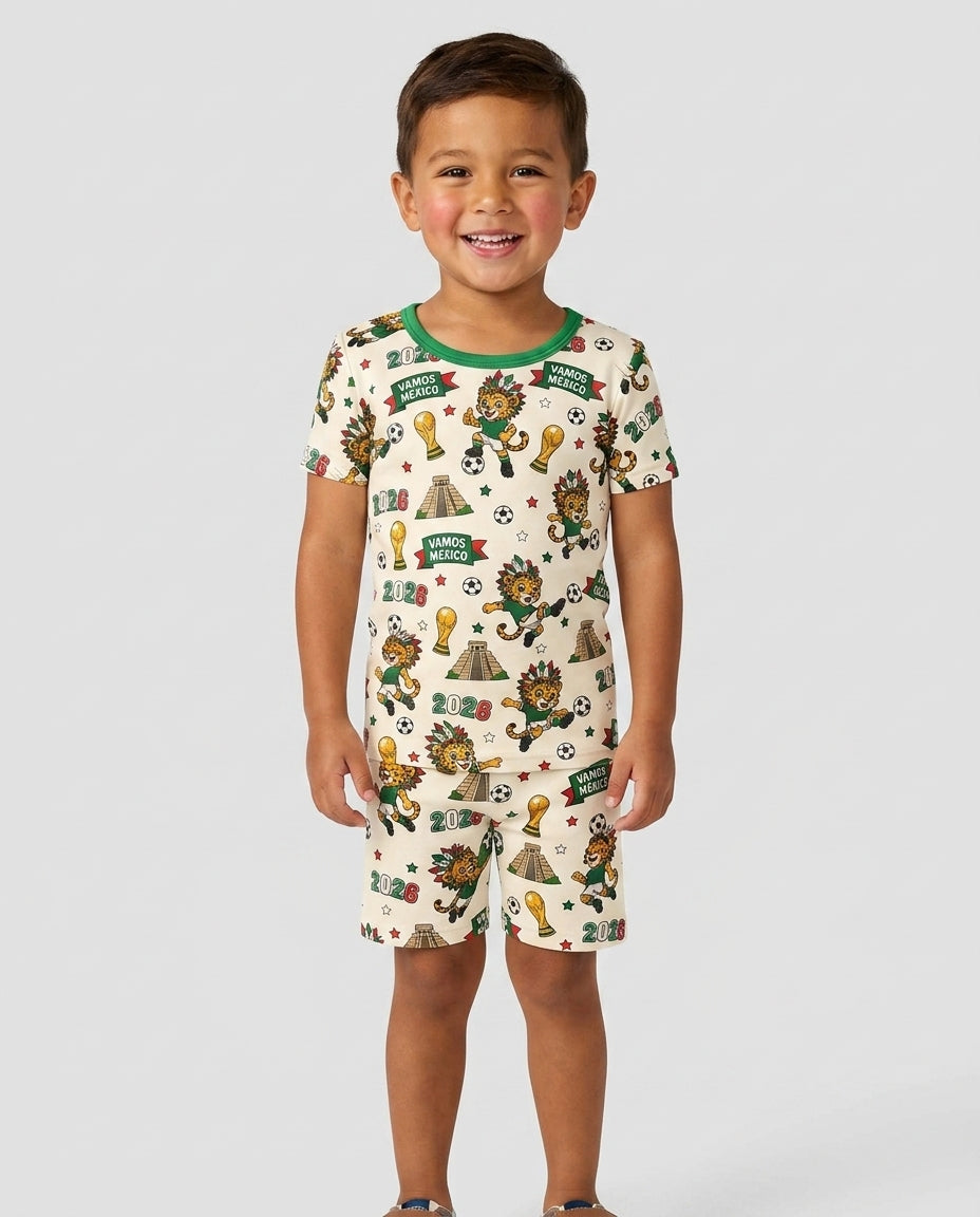 Jaguar 2026 Vamos Mexico Family Matching Bamboo Two Piece Short Sleeve Shorts Pajama Set