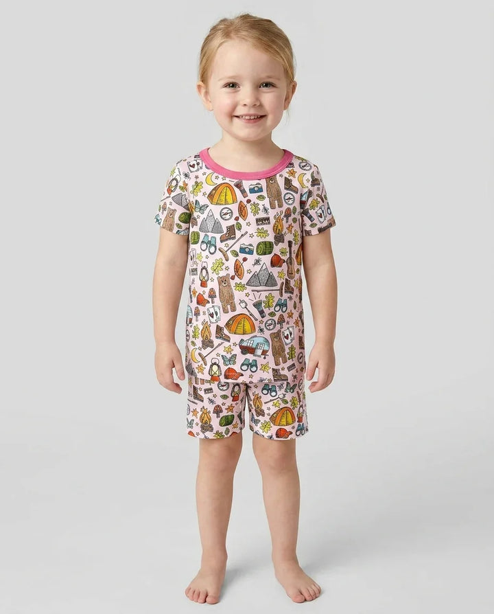 Funny Camper Family Matching Bamboo Two Piece Short Sleeve Shorts Pajama Set