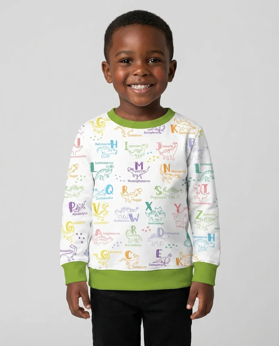 Dino Alphabet ABC Bamboo Crewneck Sweatshirt