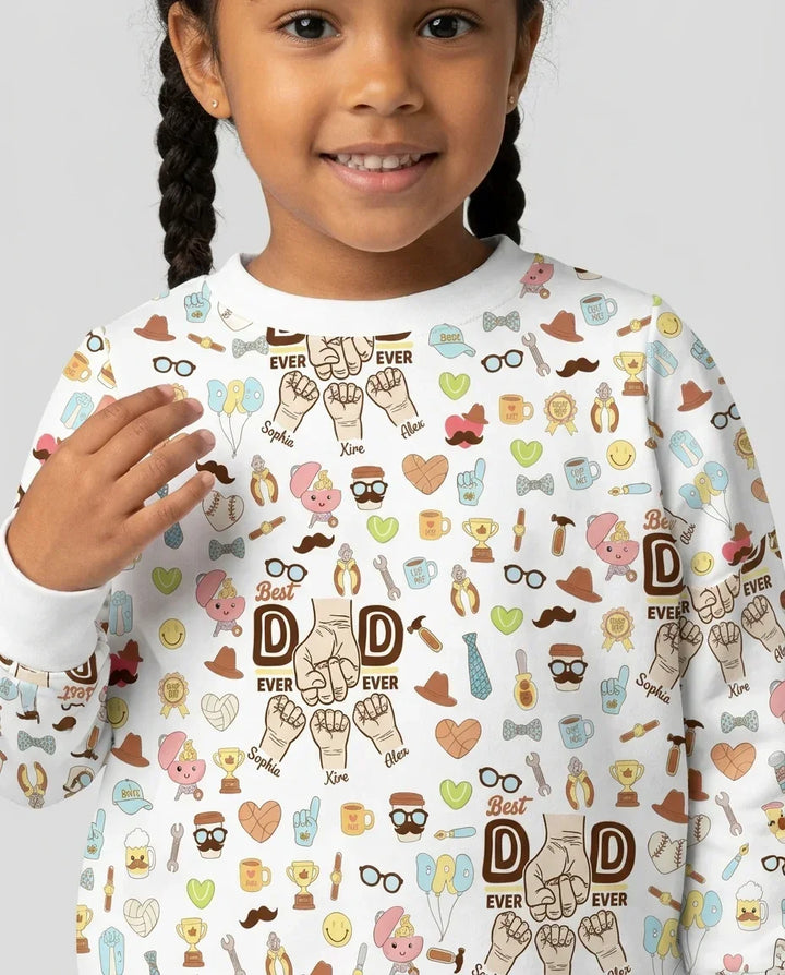 Custom Kids Name Best Dad Ever Bamboo Crewneck Sweatshirt
