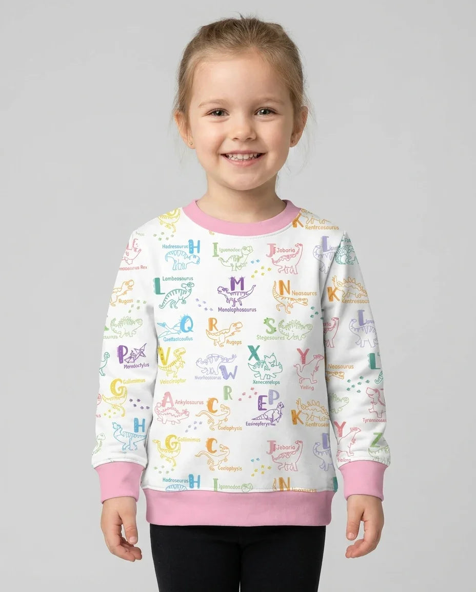 Dino Alphabet ABC Bamboo Crewneck Sweatshirt