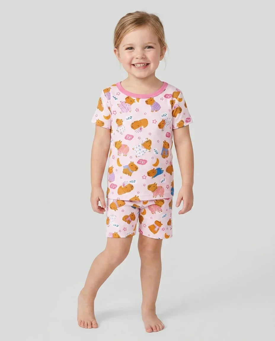 Capyjama Family Matching Bamboo Two Piece Short Sleeve Shorts Pajama Set