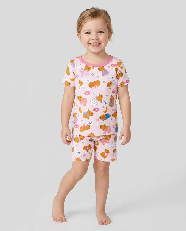 Capyjama Family Matching Bamboo Two Piece Short Sleeve Shorts Pajama Set