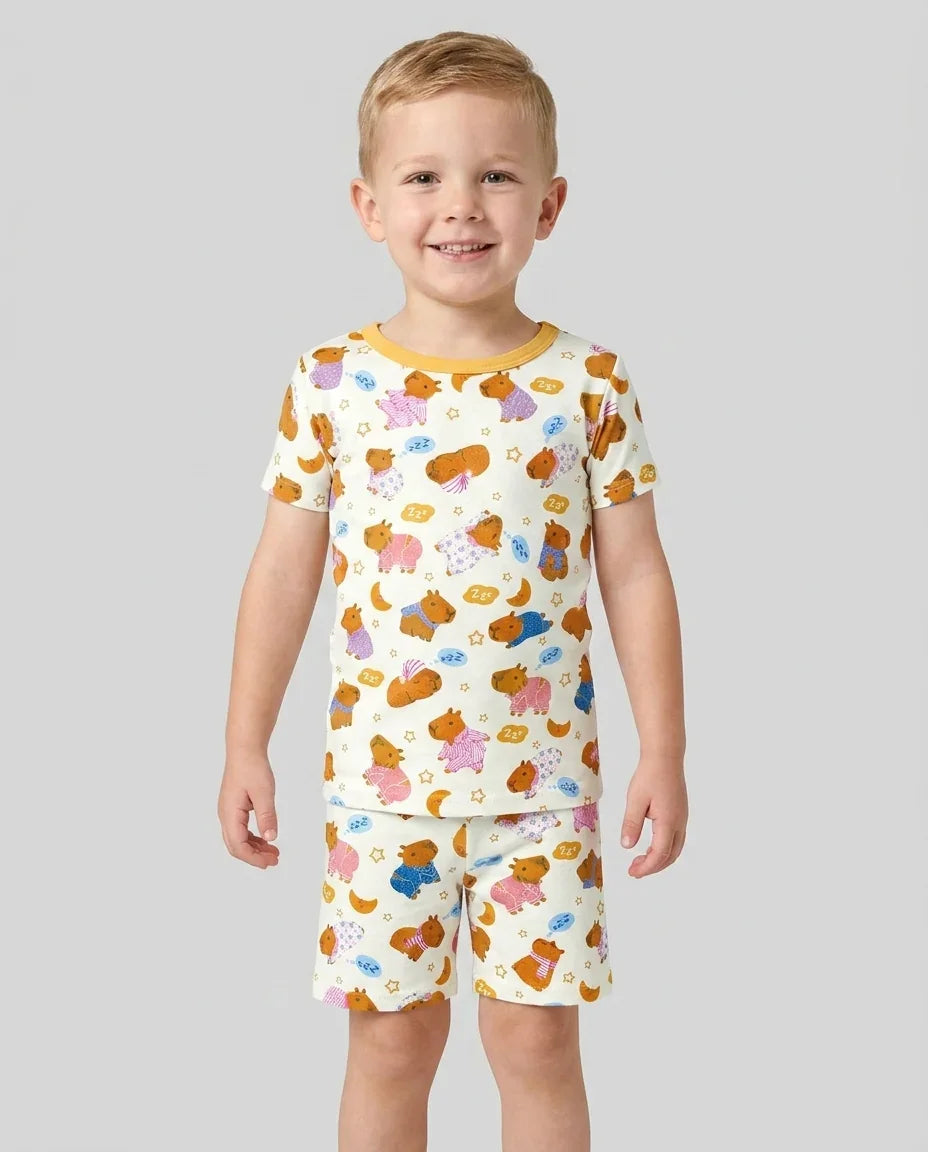 Capyjama Family Matching Bamboo Two Piece Short Sleeve Shorts Pajama Set