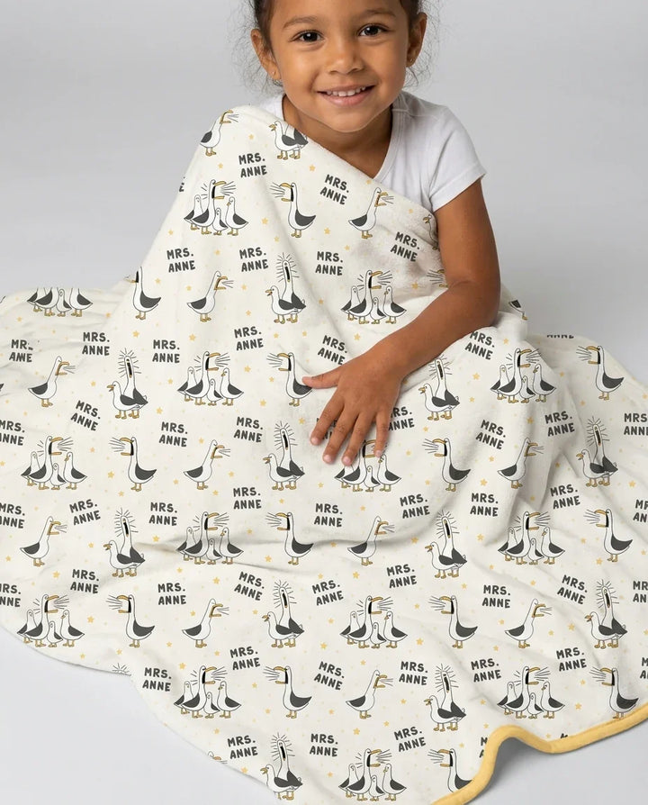 Custom Funny Seagulls Teacher Bamboo Blanket
