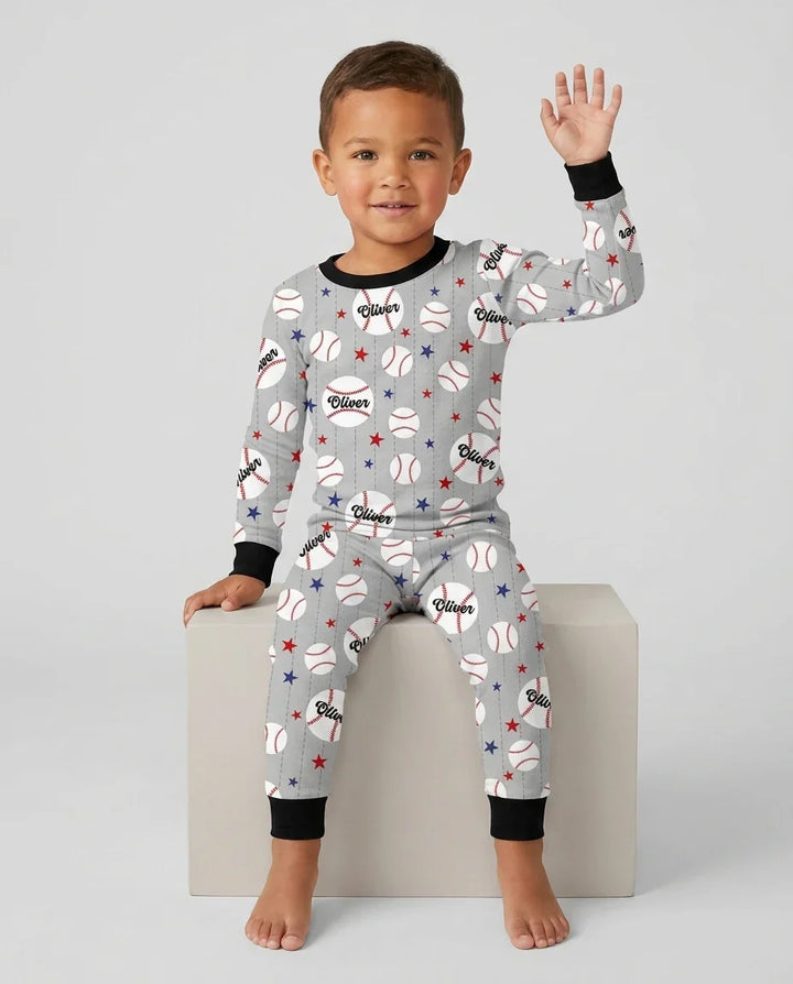 Custom Name Rookie of The Year Matching Bamboo Two Piece Long Sleeve Pajama Set