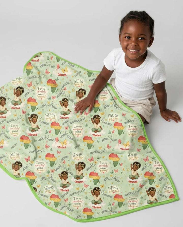 Custom Name Juneteenth I Am My Ancestors' Wildest Dream Bamboo Blanket