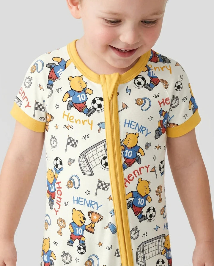 Personalized Classic Bear World Soccer Bamboo Shorty Zippy
