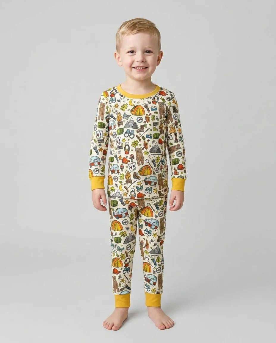 Funny Camper Family Matching Bamboo Two Piece Long Sleeve Pajama Set
