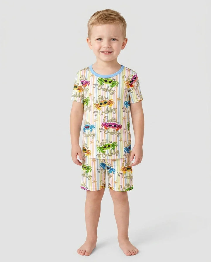 Cute But A Little Bit Crabby Bamboo Two Piece Short Sleeve Shorts Pajama Set