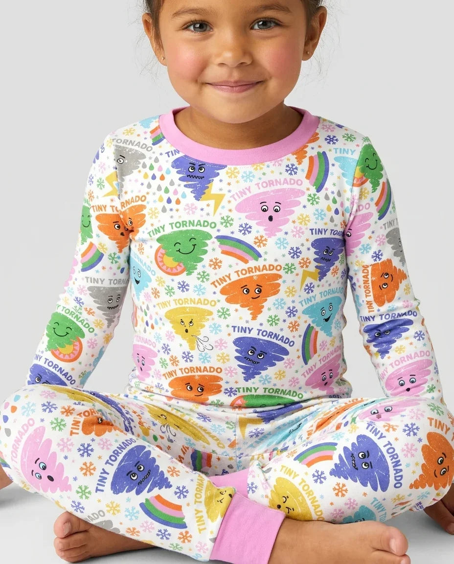 Tornado Family Matching Bamboo Two Piece Long Sleeve Pajama Set
