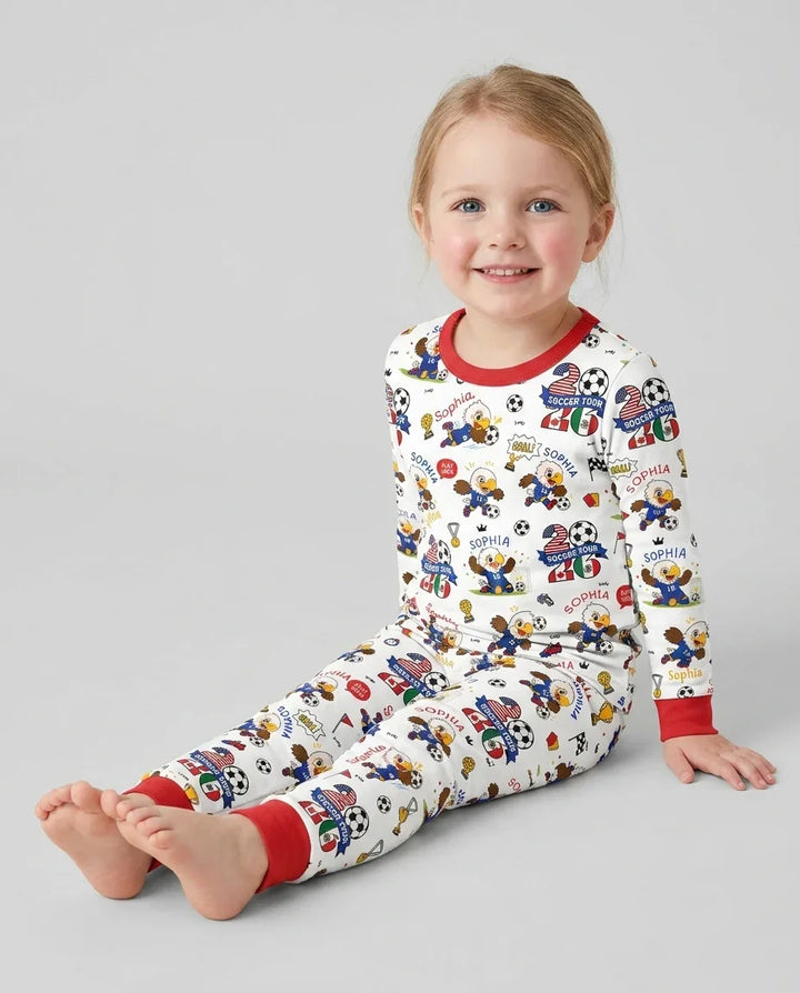 USA We Are Champions Soccer Tour 2026 Bamboo Two Piece Long Sleeve Pajama Set