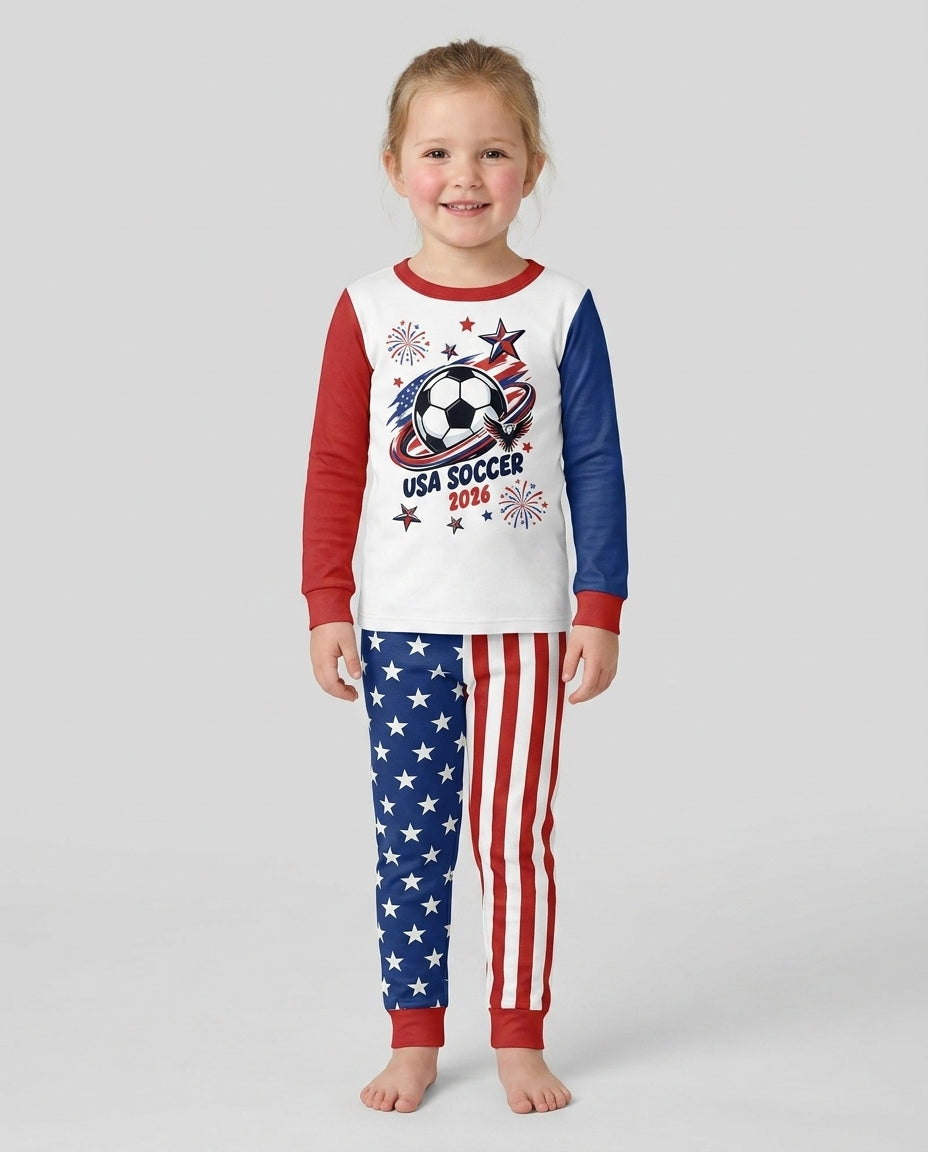 USA Soccer 2026 Family Matching Bamboo Two Piece Long Sleeve Pajama Set
