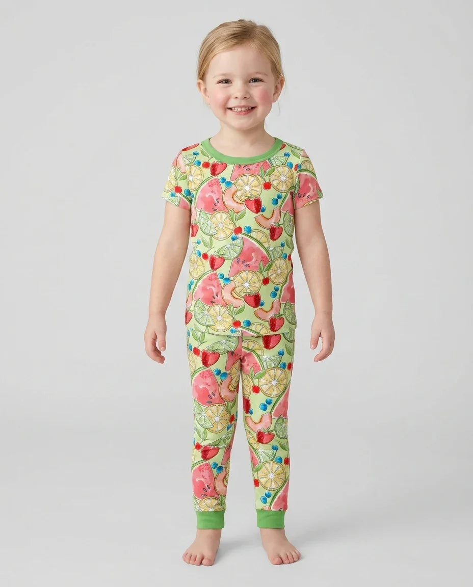 Sweet Summer Fruits Family Matching Bamboo Two Piece Short Sleeve Pajama Set
