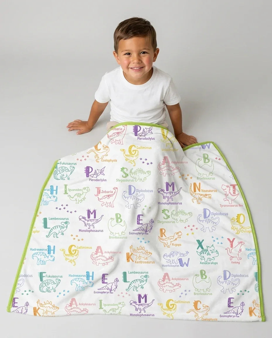 Dino Alphabet ABC Bamboo Blanket