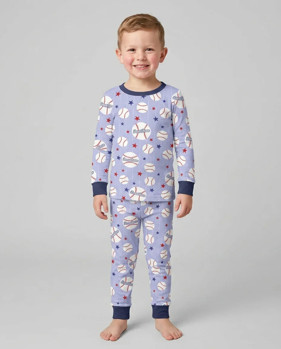 Custom Name Rookie of The Year Matching Bamboo Two Piece Long Sleeve Pajama Set