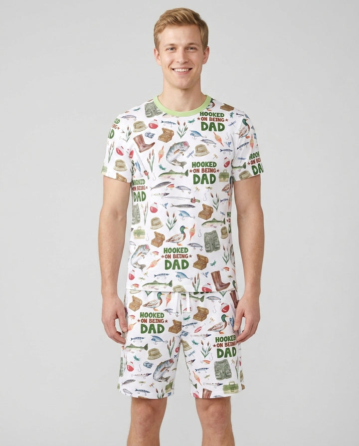 Hooked The Best Dad Daddy & Me Matching Bamboo Men Short Sleeve Short Pajama Set