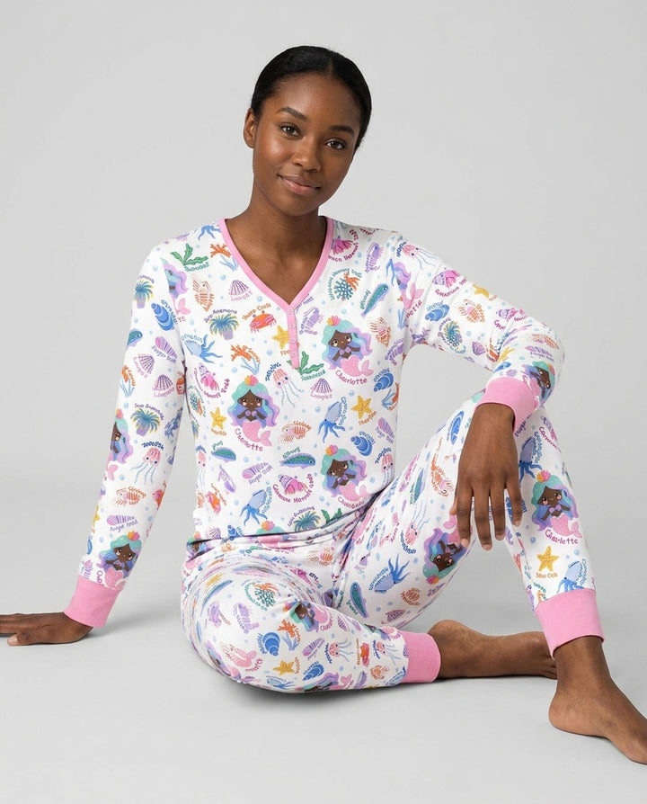 Personalized Cute Mermaid Bamboo Women Pajama Set