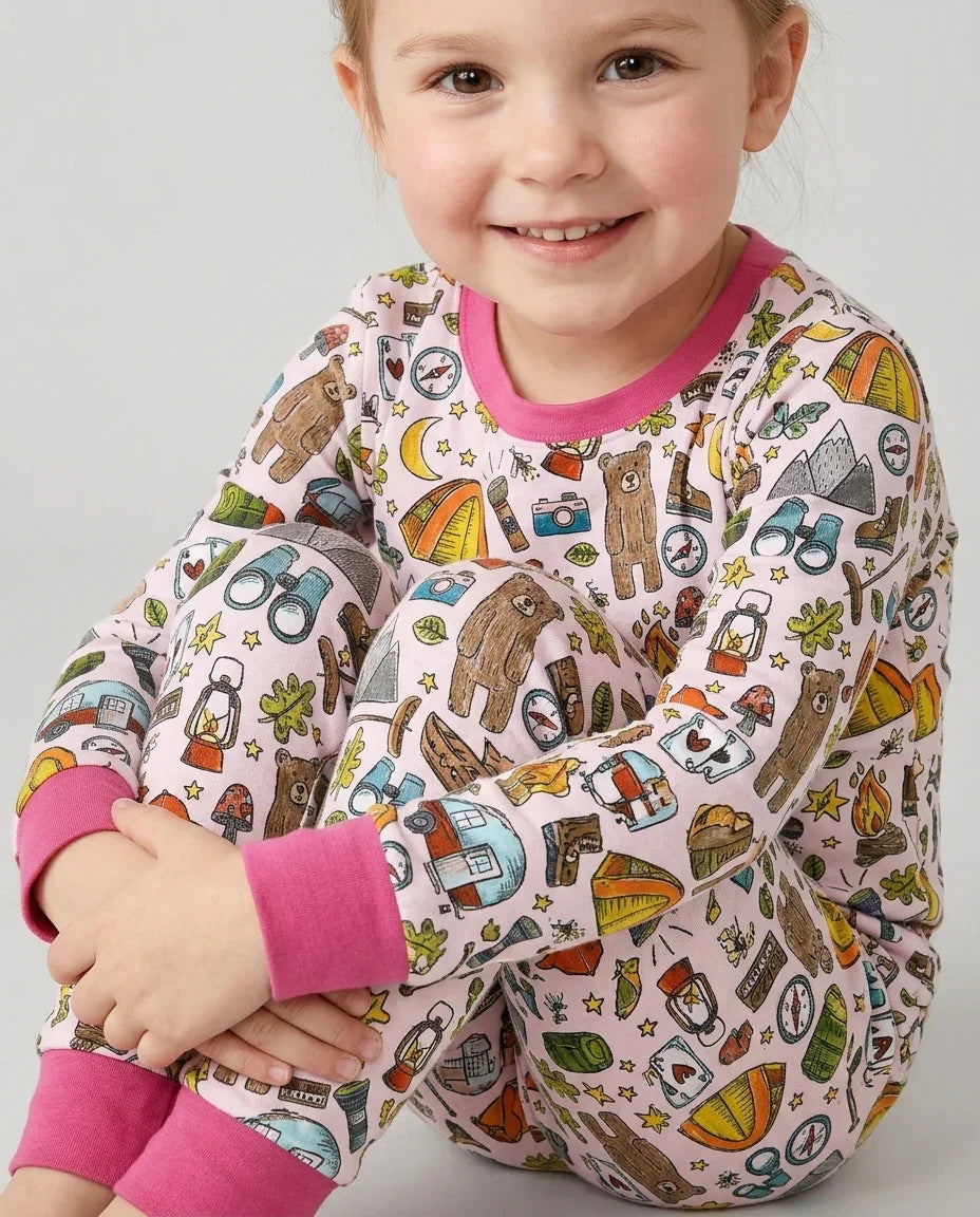 Funny Camper Family Matching Bamboo Two Piece Long Sleeve Pajama Set
