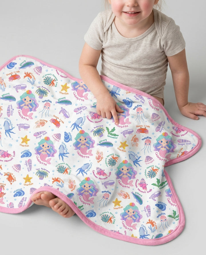 Personalized Cute Mermaid Bamboo Blanket