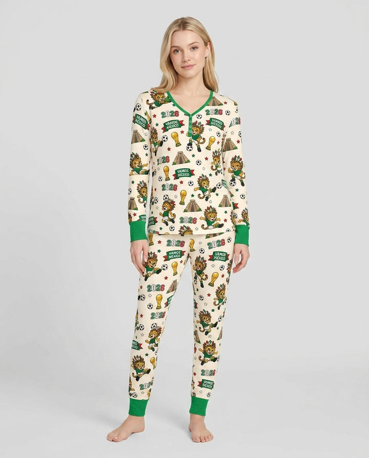Jaguar 2026 Vamos Mexico Family Matching Bamboo Women Pajama Set