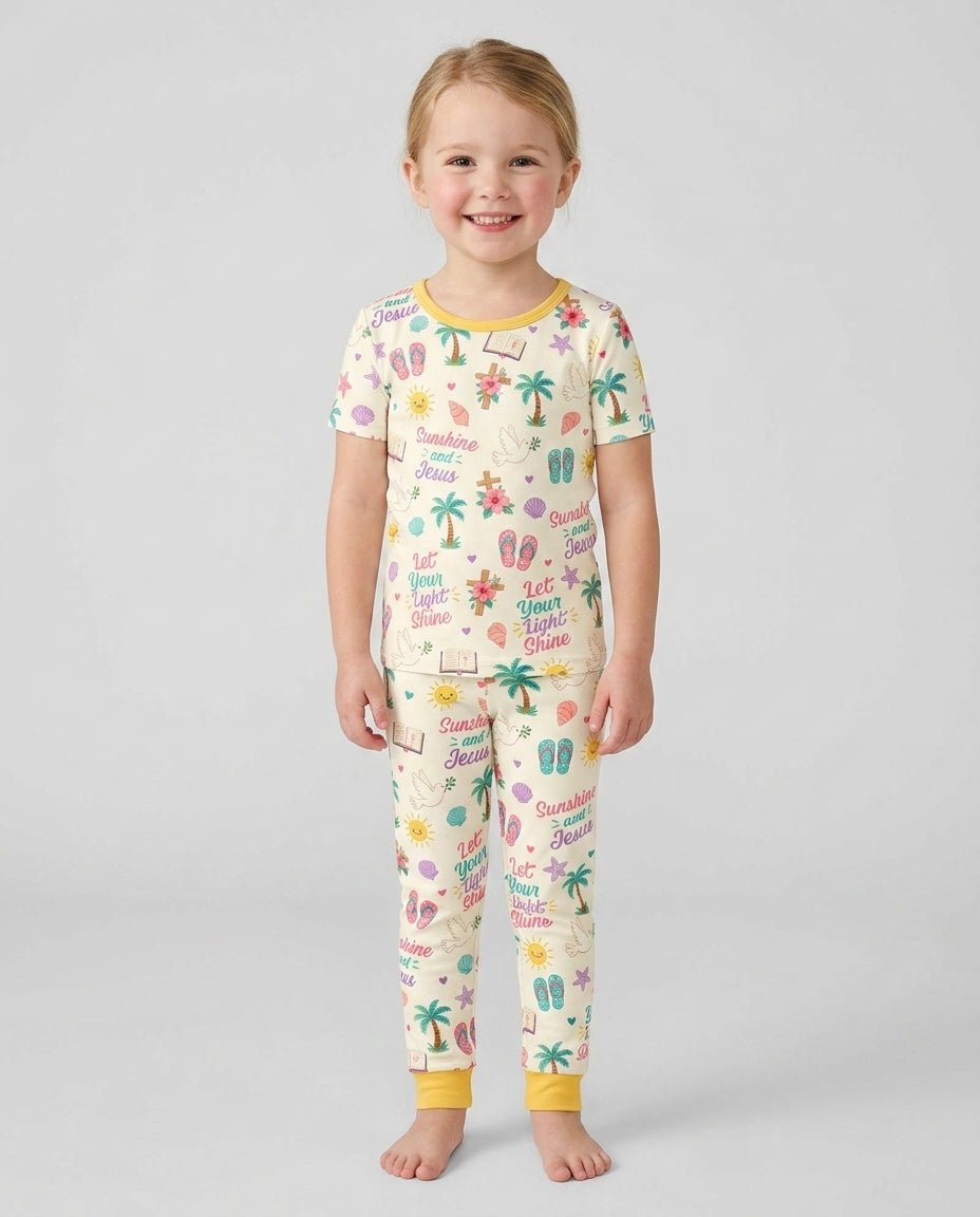 Sunshine and Jesus Summer VBS Bamboo Two Piece Short Sleeve Pajama Set