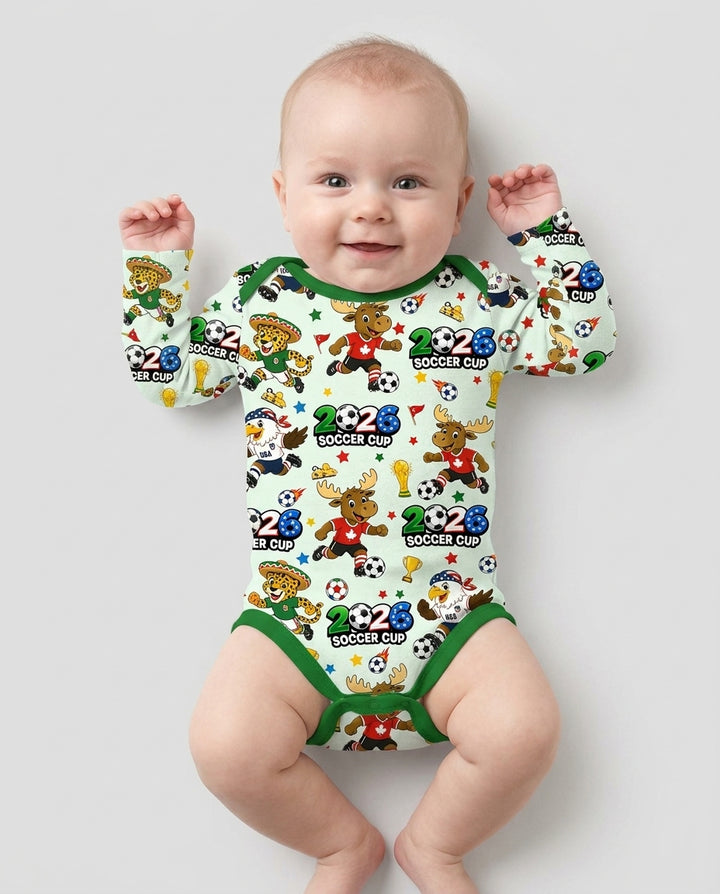 Soccer Cup Cute Mascots Bamboo Bodysuit