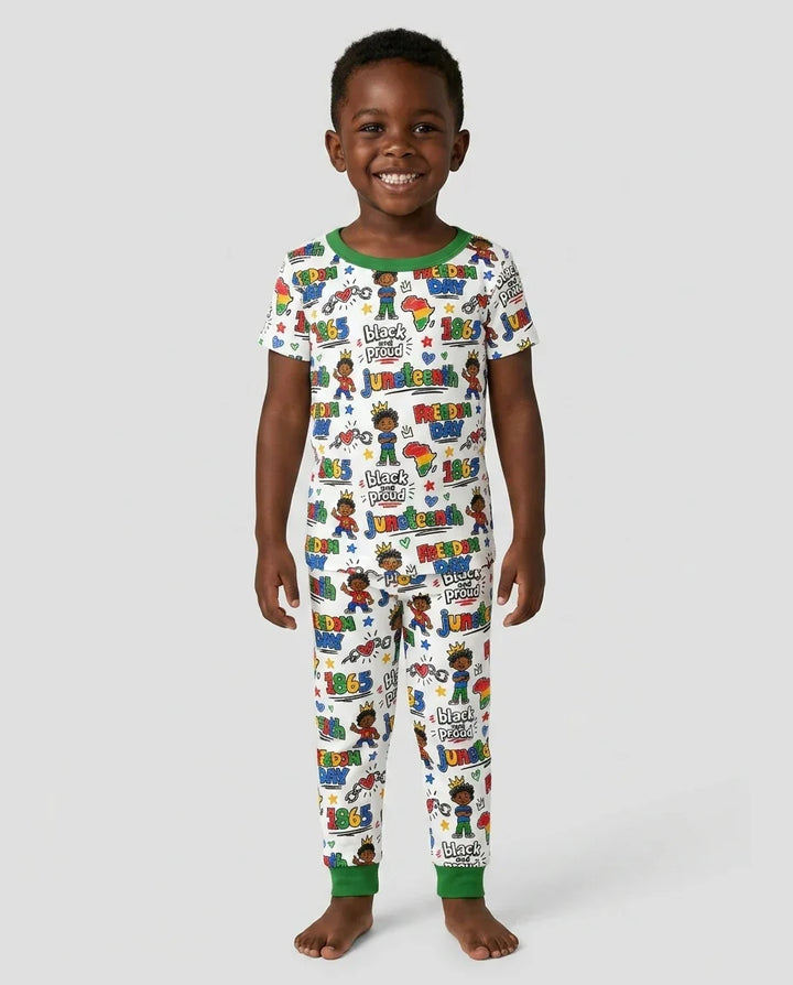 Juneteenth Black and Proud Bamboo Two Piece Short Sleeve Pajama Set