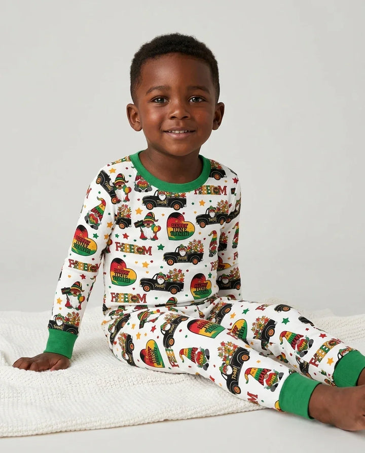 Gnome Happy Juneteenth Bamboo Two Piece Long Sleeve Pajama Set