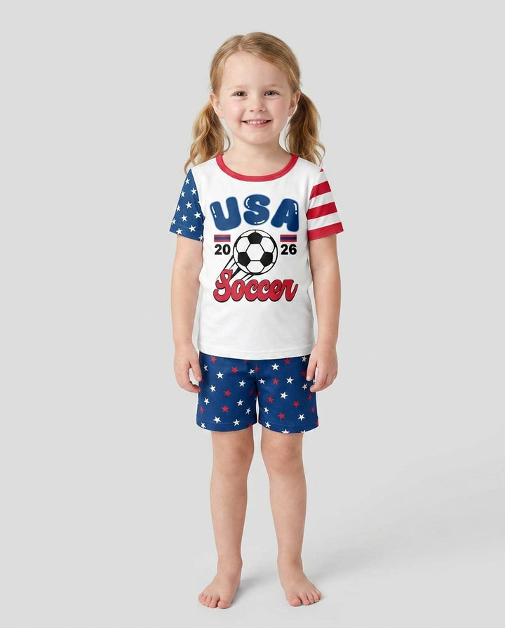 USA Soccer Cup Bamboo Two Piece Short Sleeve Shorts Pajama Set