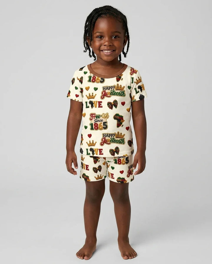 Juneteenth Free-ish Since 1865 Bamboo Two Piece Short Sleeve Shorts Pajama Set