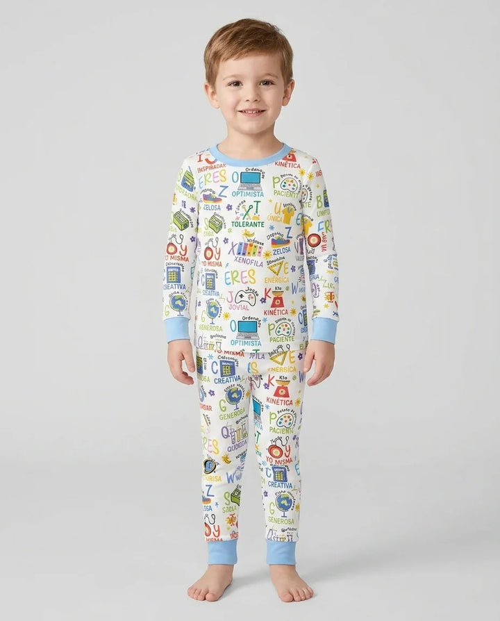 You Are Spanish Alphabet Version Bamboo Two Piece Long Sleeve Pajama Set