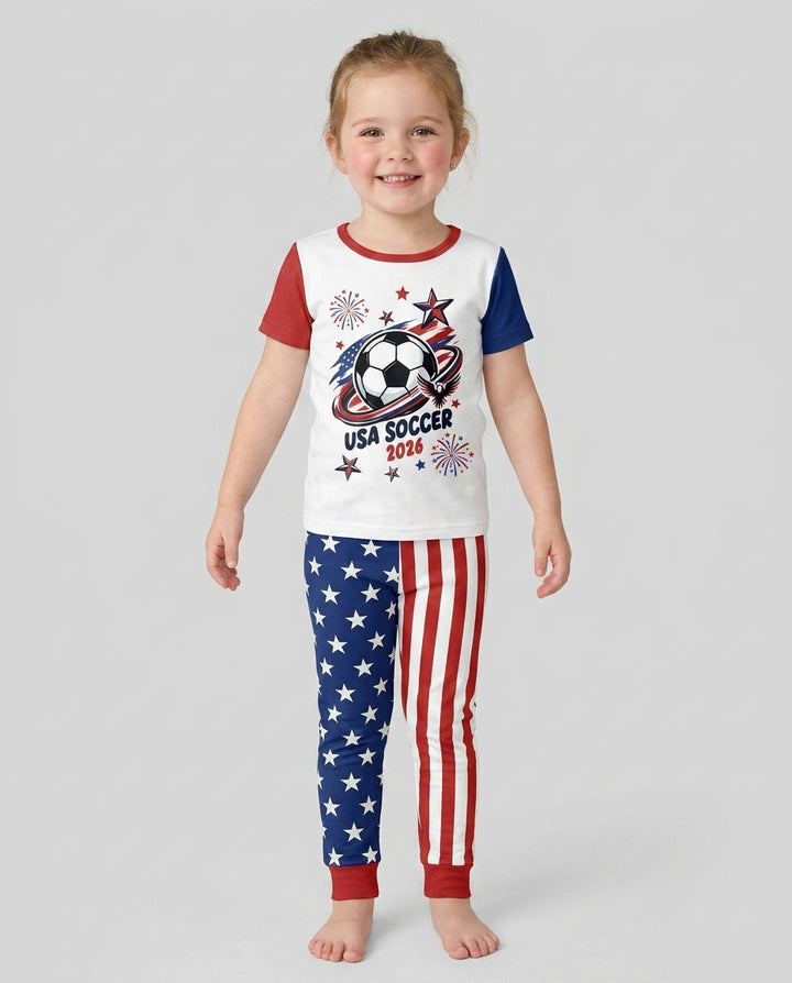 USA Soccer 2026 Family Matching Bamboo Two Piece Short Sleeve Pajama Set