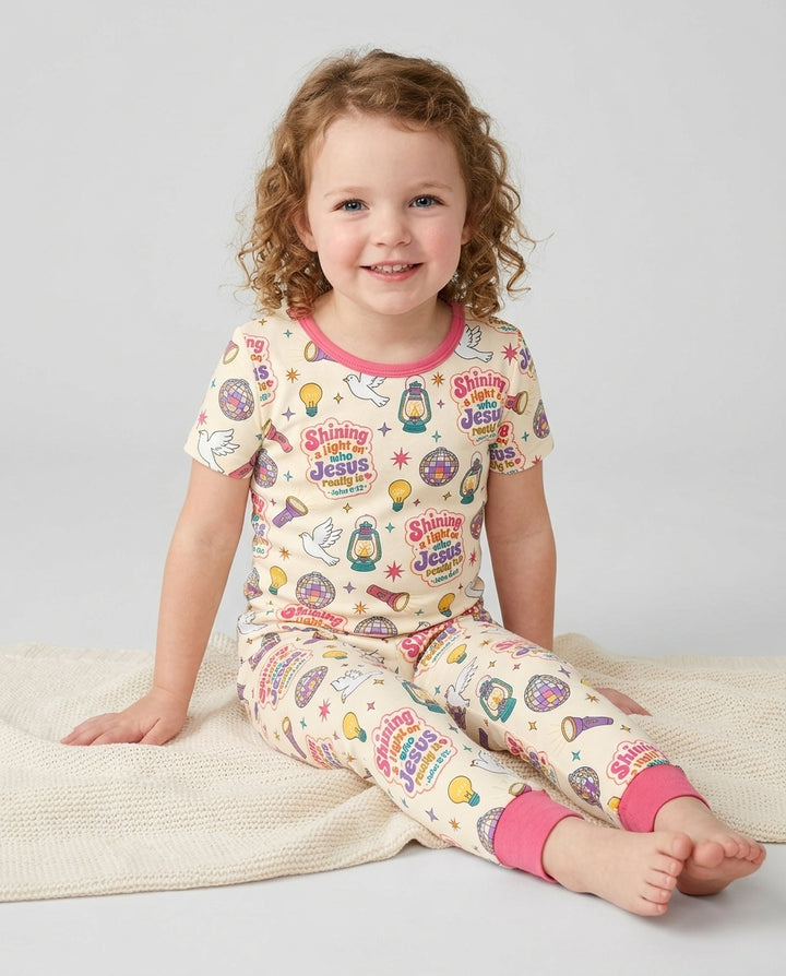 Summer Retro Ice Creams Family Matching Bamboo Two Piece Short Sleeve Pajama Set