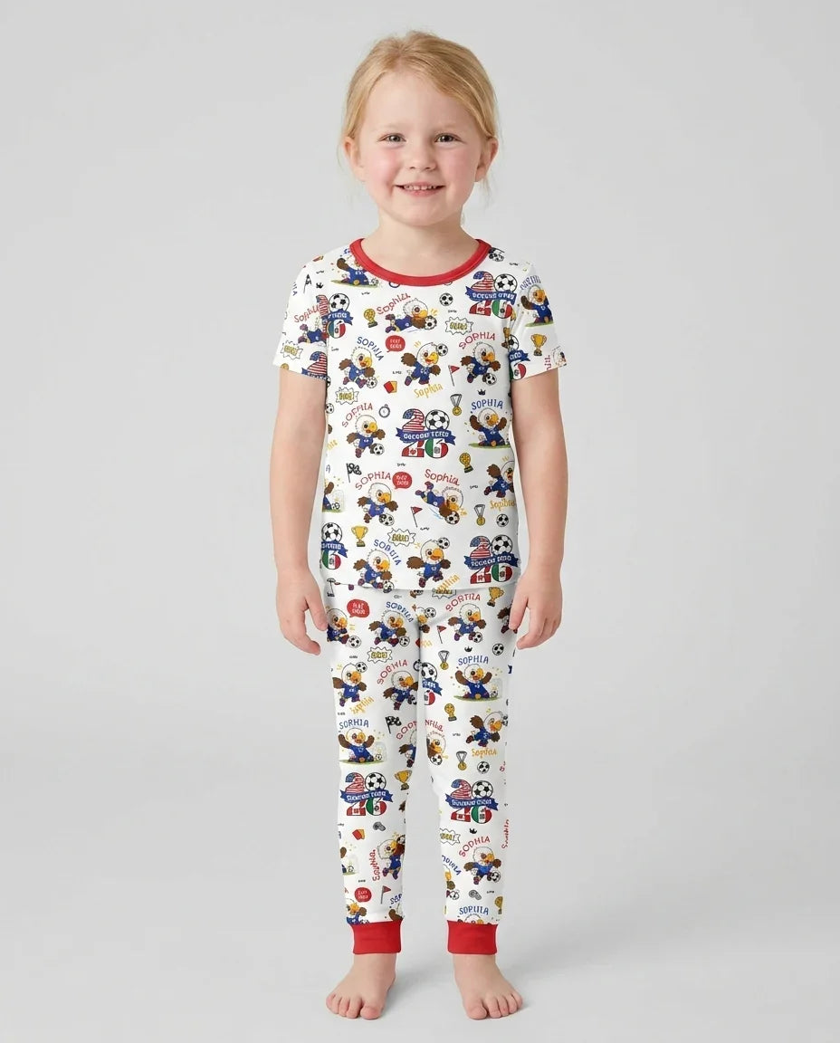 USA We Are Champions Soccer Tour 2026 Bamboo Two Piece Short Sleeve Pajama Set
