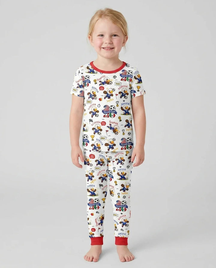 USA We Are Champions Soccer Tour 2026 Bamboo Two Piece Short Sleeve Pajama Set