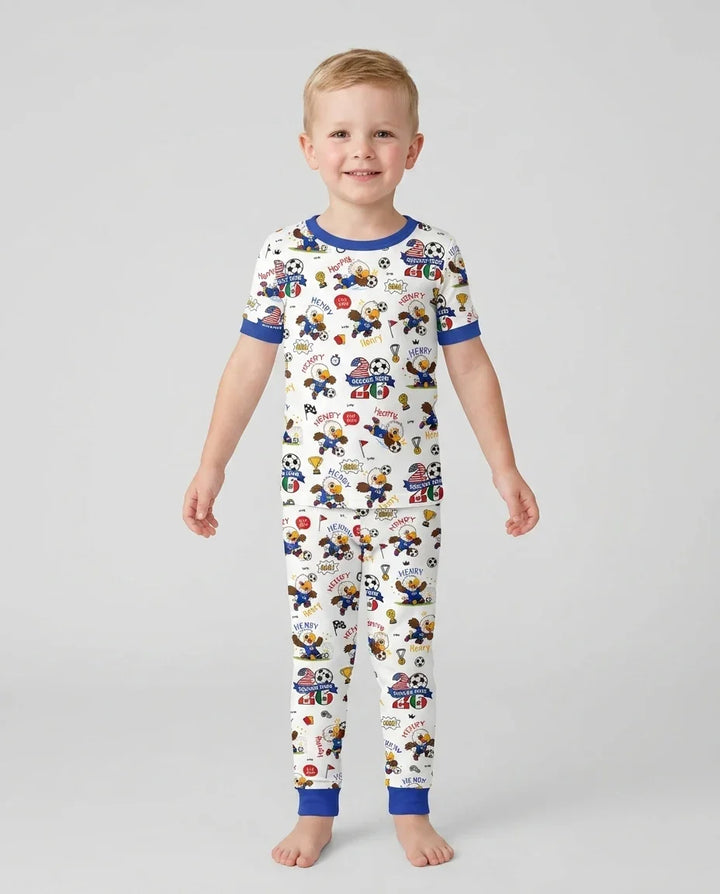 USA We Are Champions Soccer Tour 2026 Bamboo Two Piece Short Sleeve Pajama Set