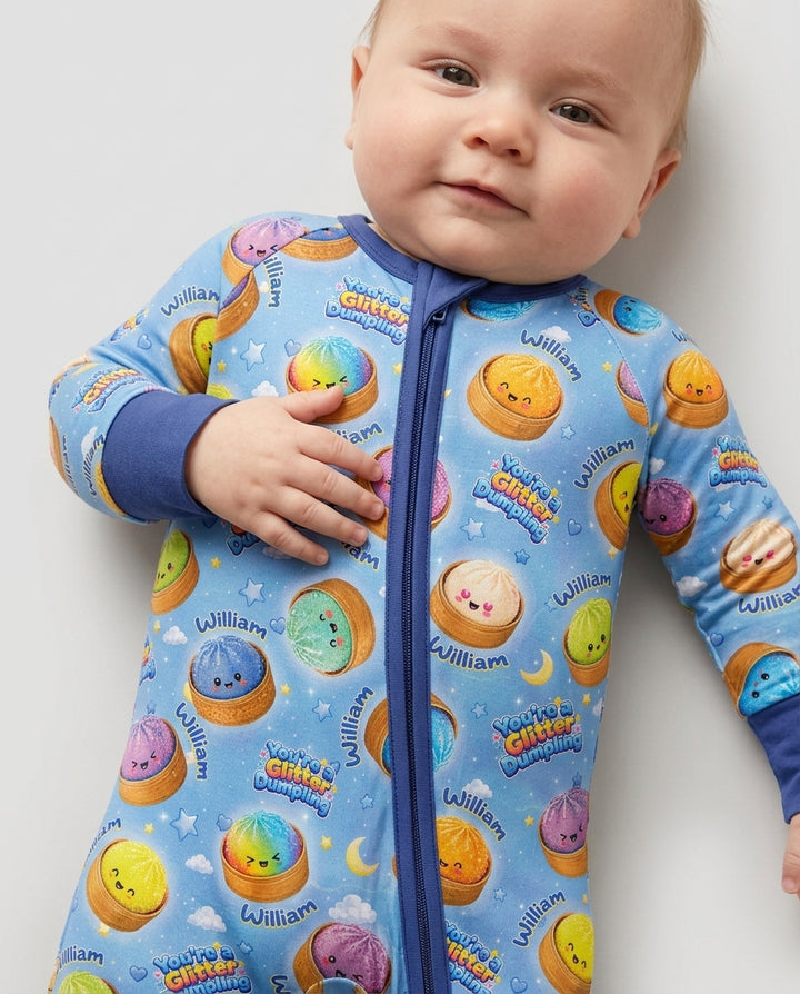 Custom Name You're A Glitter Dumpling Boy Bamboo Convertible Zippy