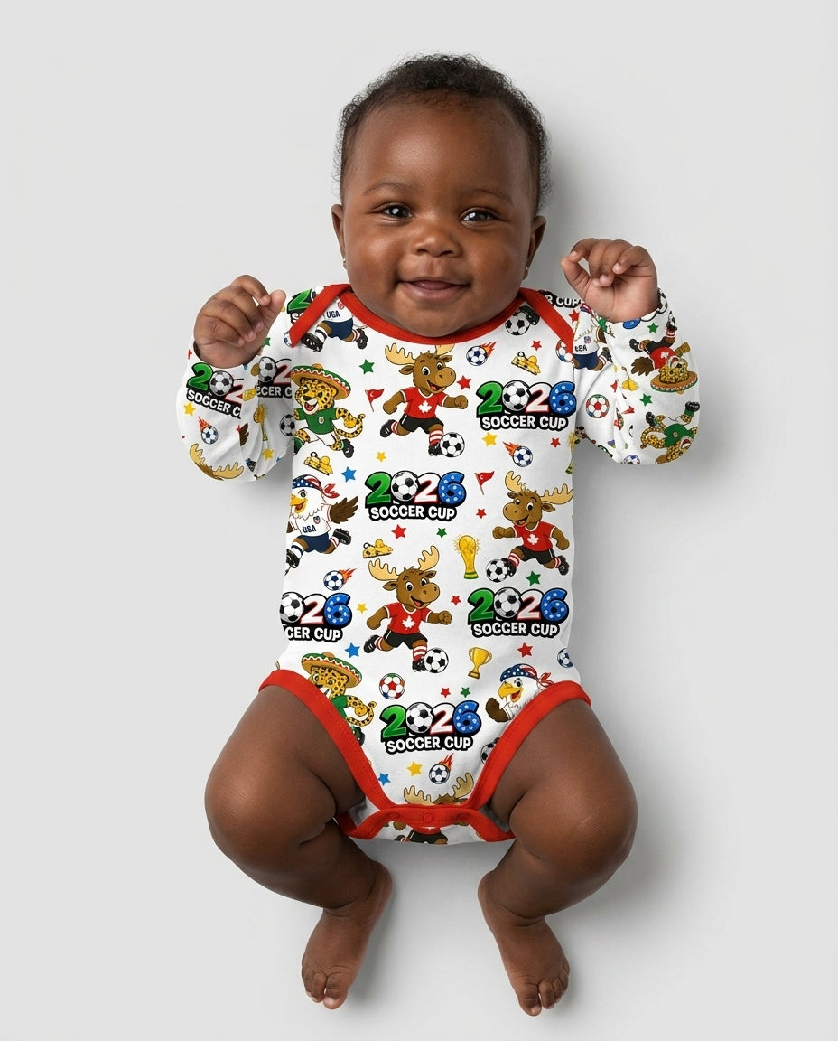 Soccer Cup Cute Mascots Bamboo Bodysuit