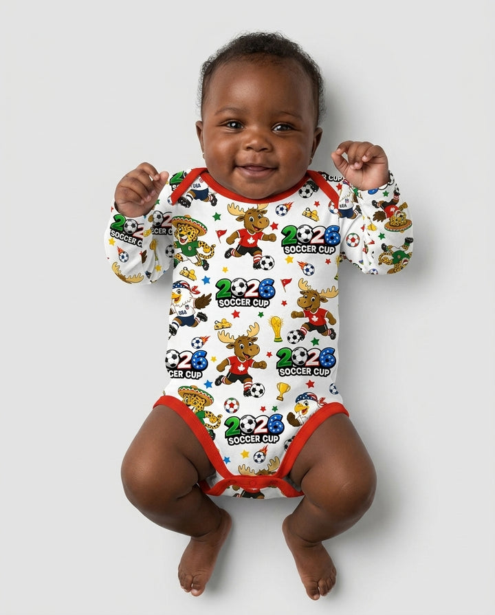 Soccer Cup Cute Mascots Bamboo Bodysuit