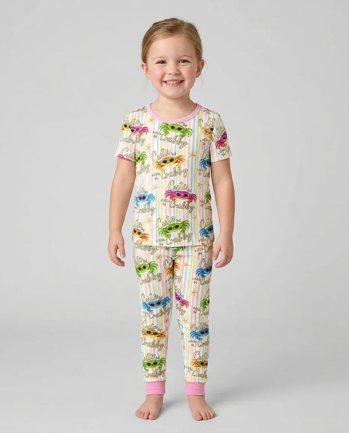 Cute But A Little Bit Crabby Bamboo Two Piece Short Sleeve Pajama Set