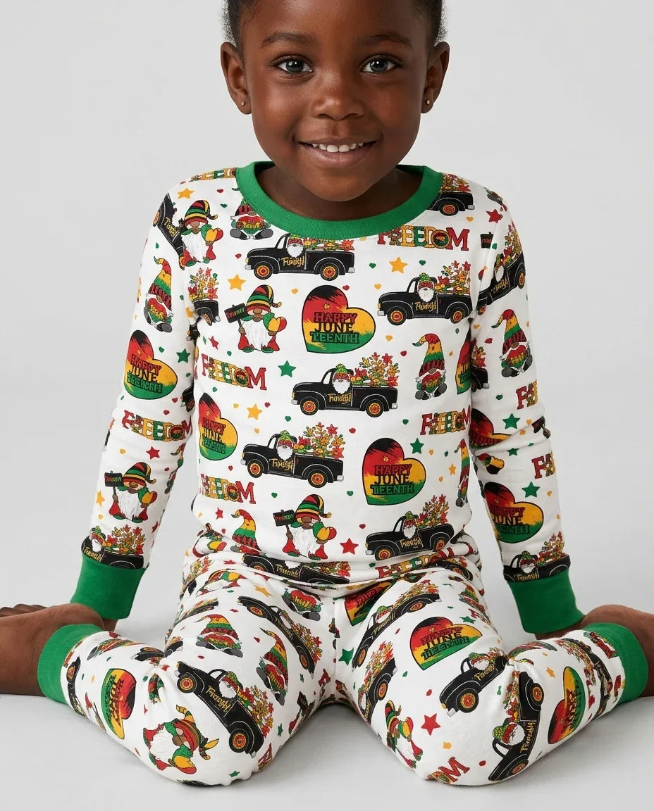 Gnome Happy Juneteenth Bamboo Two Piece Long Sleeve Pajama Set