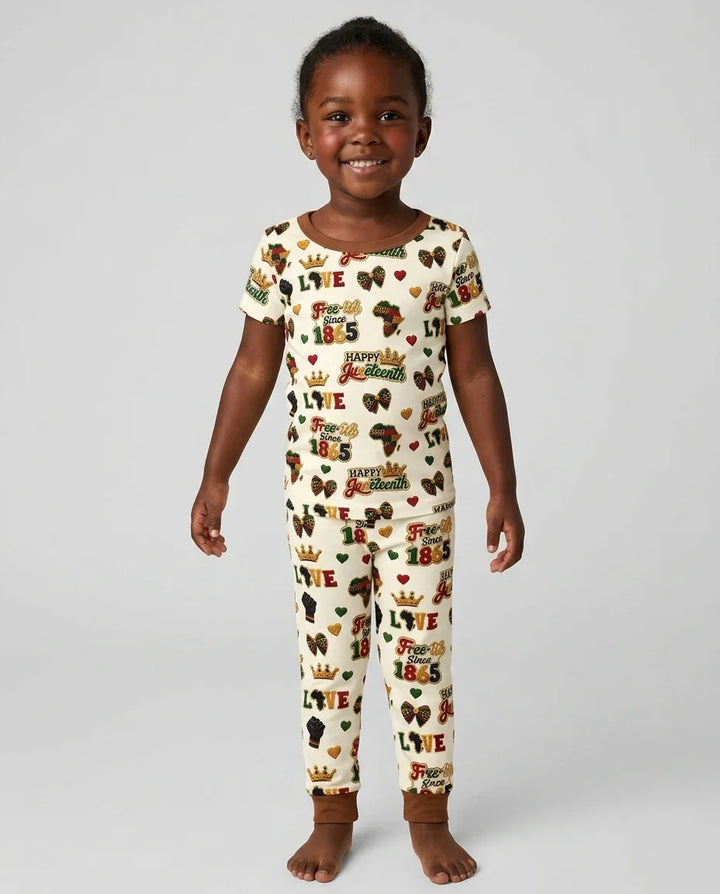 Juneteenth Free-ish Since 1865 Bamboo Two Piece Short Sleeve Pajama Set